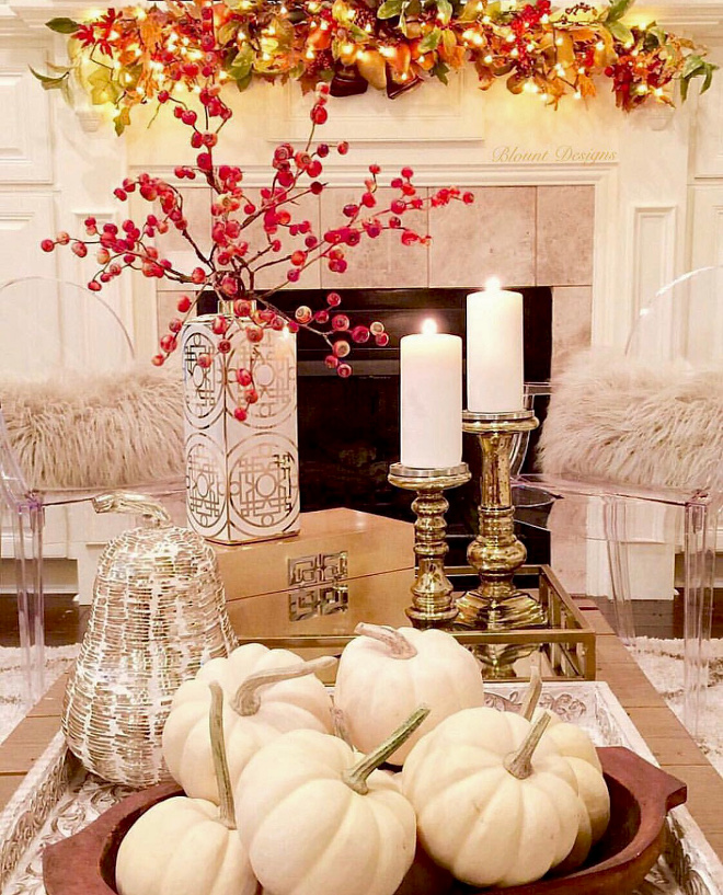 Coffee Table Decor White Pumpkin Fall Decorating Ideas