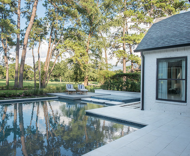 Pool Deck Pool Deck 12”x24” Shell Beach Tumbled Limestone Paver For our flat floating deck platform we used a composite decking material supplied by NewTech Wood in a charcoal selection