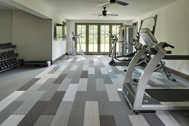 Home Gym Flooring Forbo Carpet Tiles. It's antimicrobial and wears amazing This was a glue-down installation