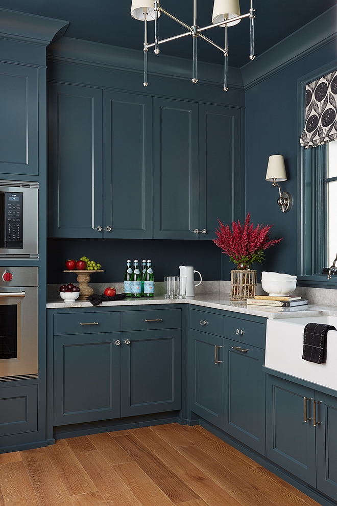 Sherwin Williams SW 7625 Mount Etna Blue cabinet Paint Color #SherwinWilliamsSW7625MountEtna #bluecabinet #paintcolor