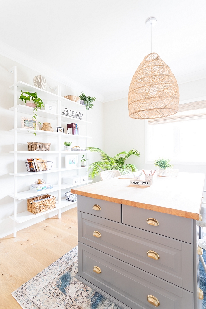 Desk Custom made using IKEA cabinets Grey Desk Custom made using IKEA cabinets more details on the blog #Desk #Ikea