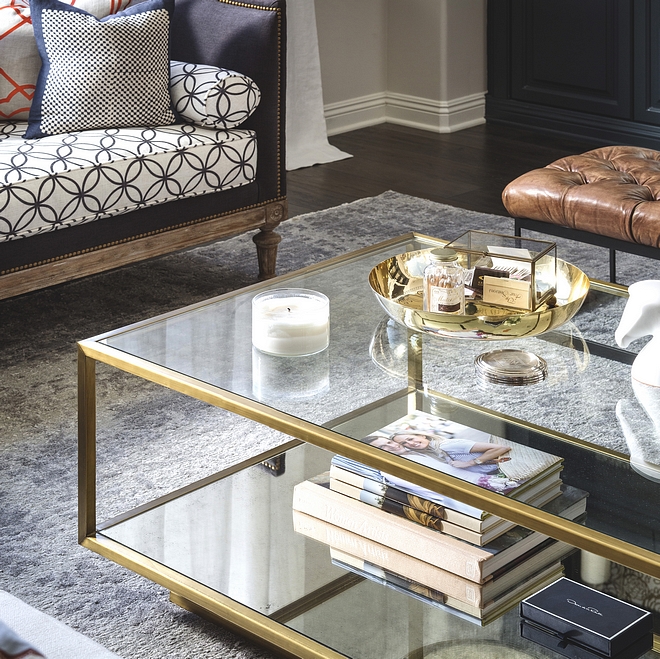 Brass and glass coffee table