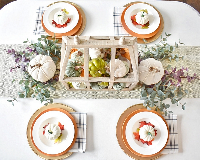 I thought it would be fun to decorate with some traditional fall colors this year since we are all so used to seeing the muted neutral colors- which is also beautiful! Most of my decor is used year round and reused for years to come- especially these staple chargers plates