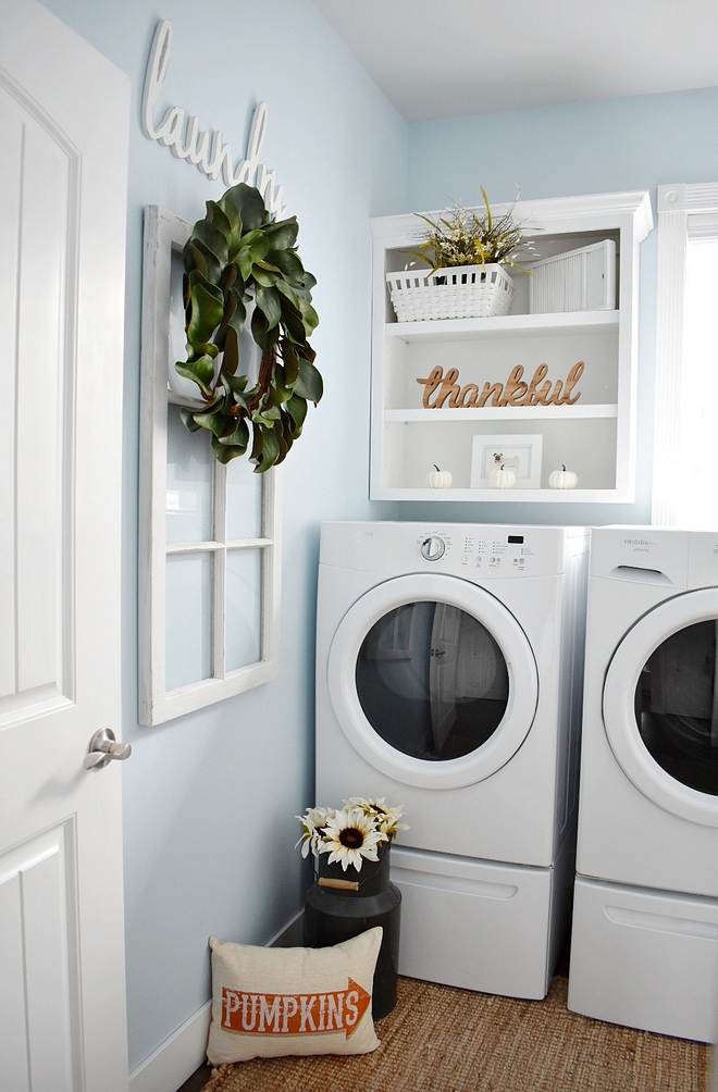 Light Blue Laundry room wall paint color Glidden Polo Blue Light Blue Laundry room wall paint color Glidden Polo Blue #LightBlue #Laundryroom #paintcolor #GliddenPoloBlue