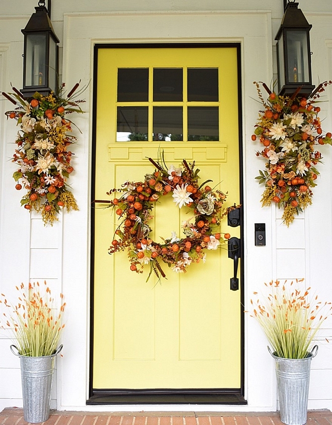 Although the inside of my home is neutral, the outside is FULL of color starting with my cheery front door Again, my front door is a unique identifier of my home that immediately is associated with Simply Southern Cottage. I wanted a door color that outwardly displayed the overflowing joy I have in heart and Lemon Twist by Sherwin Williams was the perfect color #LemonTwistbySherwinWilliams
