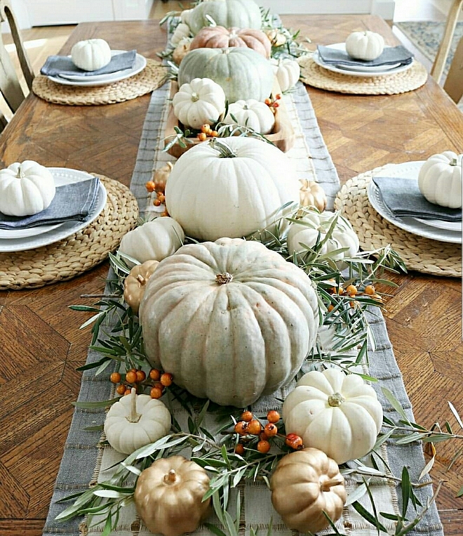 Pumpkin centerpiece metallic pumpkins