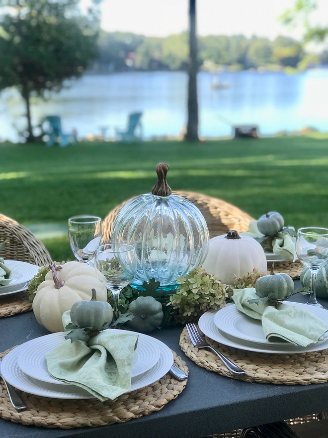 Glass pumpkin centerpiece