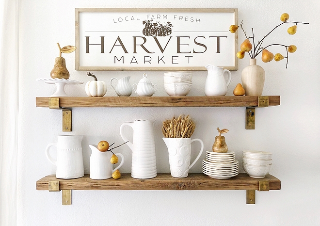 Fall Shelves Decor Farmhouse Sign Farmhouse Kitchen Fall Shelves Decor Fall Shelves Decor #Fall #Shelves #FallDecor