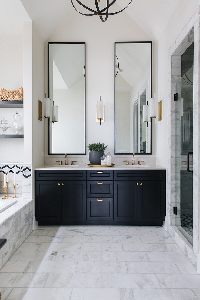 Benjamin Moore OC-23 Classic Grey Wall paint color is Benjamin Moore OC-23 Classic Grey and the black cabinets are painted in Benjamin Moore Black #BenjaminMooreOC23ClassicGrey