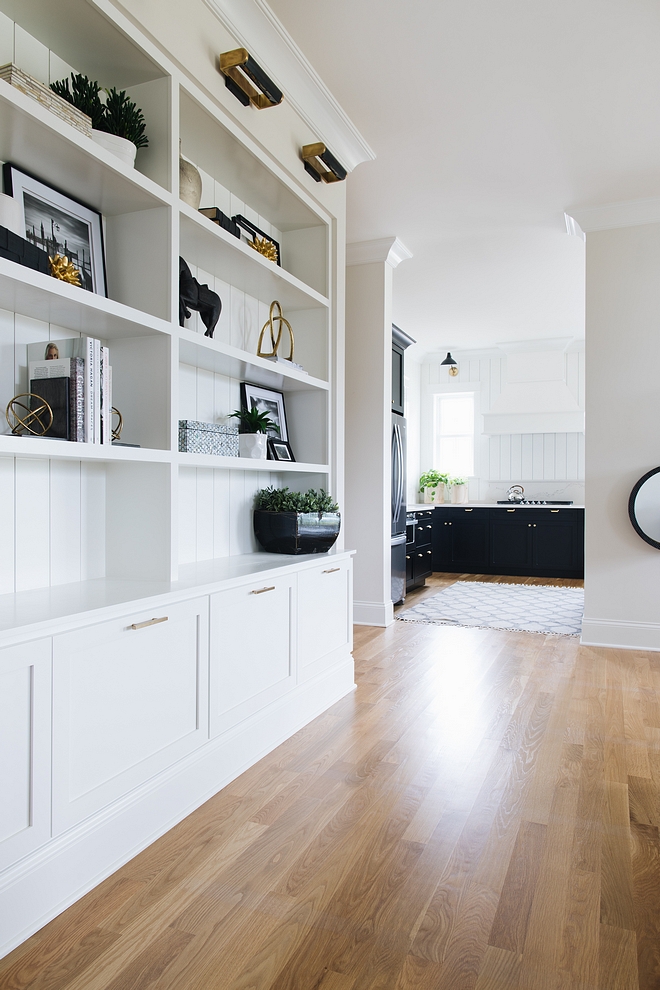 Bejamin Moore Simply White Shaker style Cabinet with tongue and groove back bookcase Bejamin Moore Simply White Shaker style Cabinet #BejaminMooreSimplyWhite #ShakerstyleCabinet