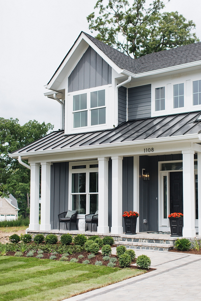 Hardie siding and board and batten in James Hardie Night Gray - a new color from Hardie James Hardie Night Gray #JamesHardieNightGray #HardieNightGray