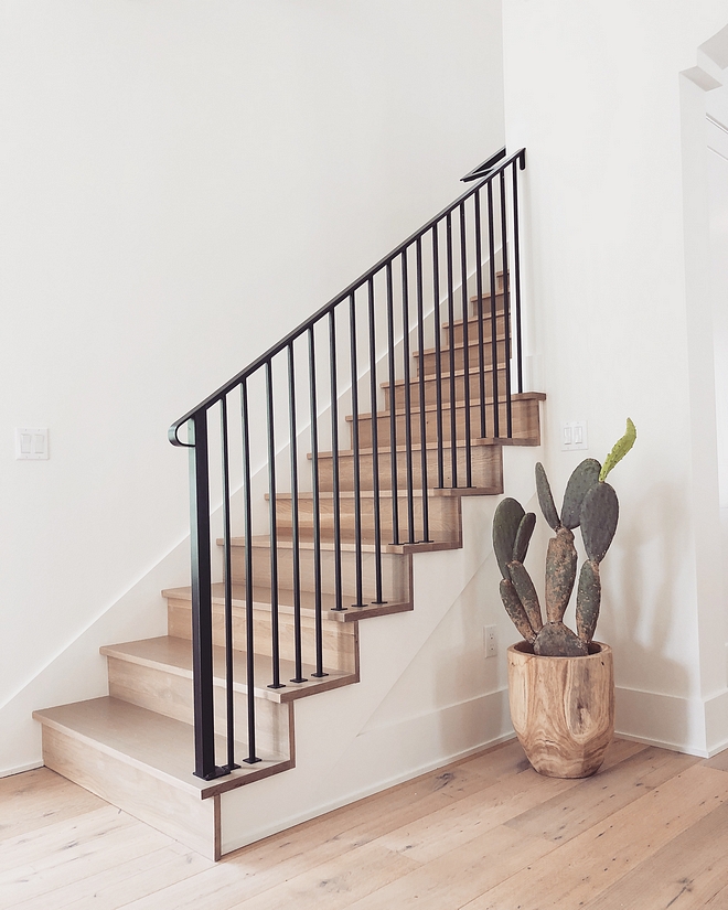 Iron Staircase railing Iron spindles White Oak staircase with Iron Staircase railing Iron spindles #Ironrailing #Staircase #railing #Ironspindles