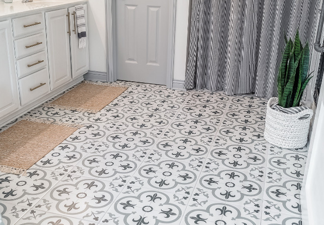 Bathroom renovation with cement tile Renovated bathroom with cement tile Floor and Decor Florentina Gray Tile Bathroom renovation with cement tile #Bathroomrenovation #cementtile