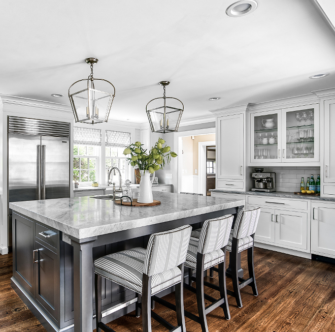 Behr Shadow Mountain Kitchen island paint color The grey kitchen island is a paint match to Behr Shadow Mountain #BehrShadowMountain