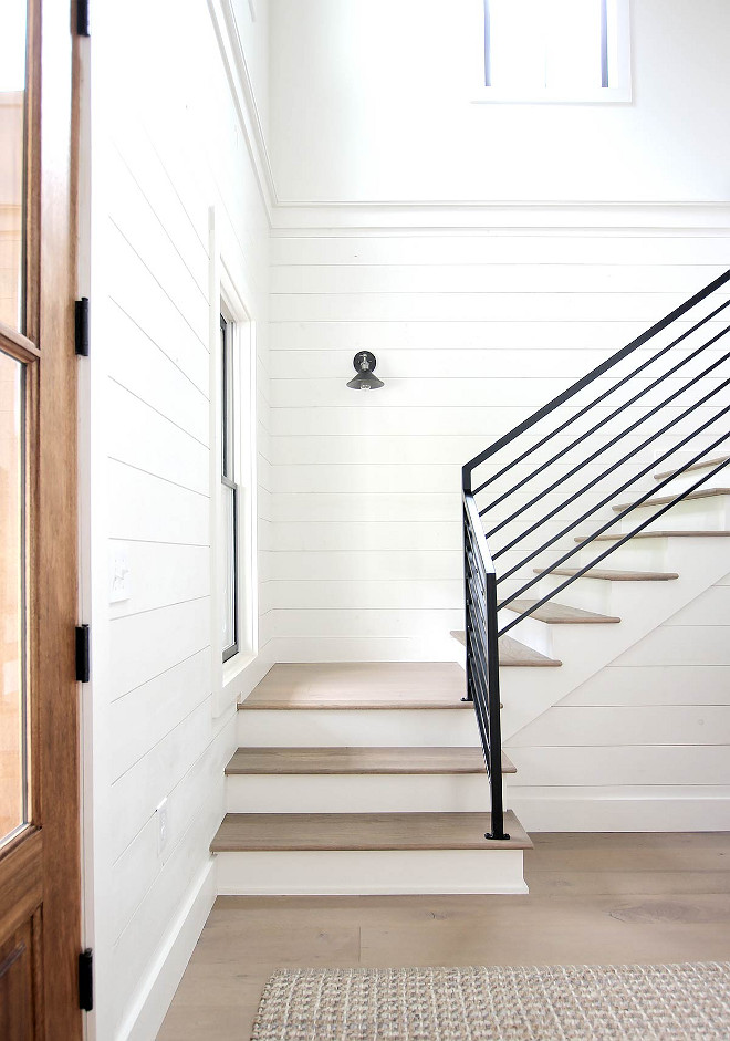 Stair Treads One of the challenges we encountered when building was finding a stain for our stair treads that matched the color of our engineered hardwood. I can’t even count the number of color combinations we tried. We were about to give up when we came across an outdoor semi-transparent stain that was a perfect match Stair Treads #StairTreads