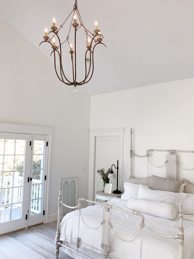 Bedroom Chandelier A vintage patina gives this Chandelier an authentic look. Light and airy, it’s easy to mix in with any decor style Made of spun steel, resin and crystal Features a hand-painted, antique-textured, white finish Bedroom Chandelier #Bedroom #Chandelier