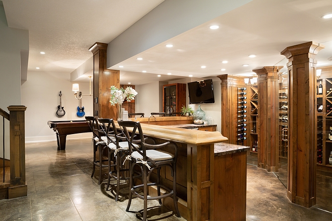 Alder Cabinetry Basement Bar and Wine Room