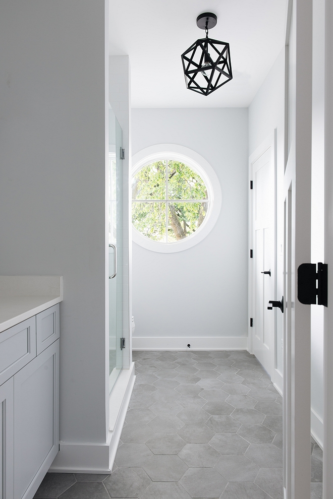 Hex Floor Tile Bathroom Flooring Attitude hexagon matte 8.5x10 simple grey tile #HexFloortile #BathroomFlooring #hextile