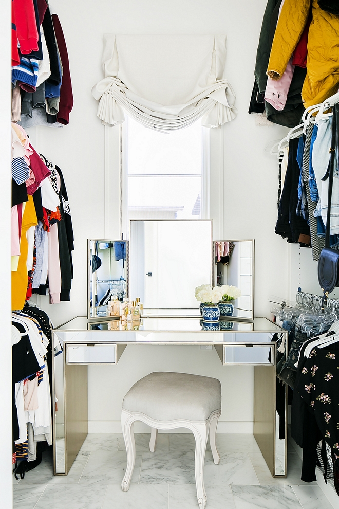 Walk-in Closet with mirrored vanity