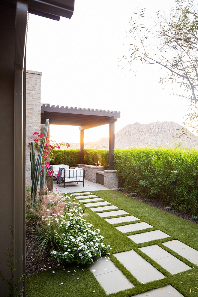 private Patio Out of master bedroom I wanted this home to have more than one space to enjoy the outdoors. We designed the east patio to be a quaint little space we could have our morning coffee while watching the sun rise