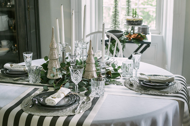 Black and white Christmas Table Decor