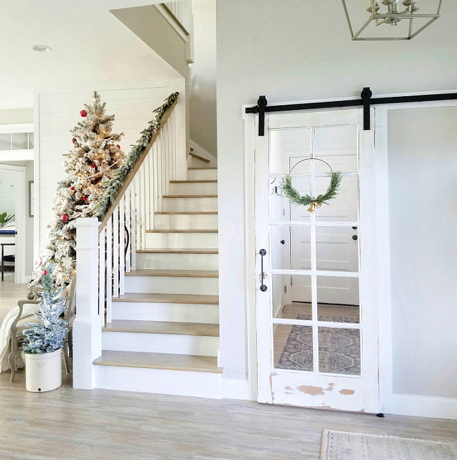 Farmhouse Christmas with barn door