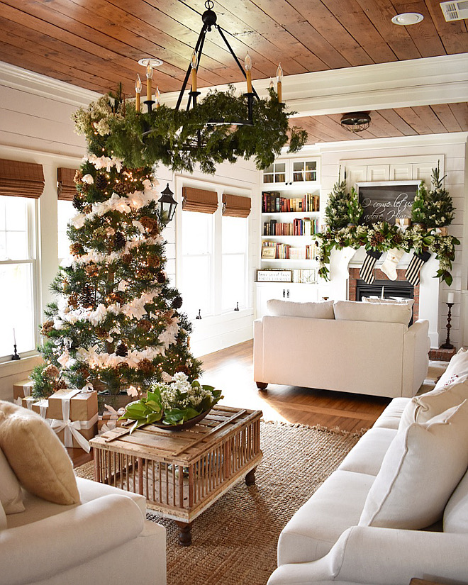 Neutral Christmas decorating ideas with lots of whites and natural Christmas greenery #NeutralChristmasdecoratingideas #NeutralChristmasdecor #NeutralChristmasdecor #Christmasdecor #whites #naturalChristmas #greenery