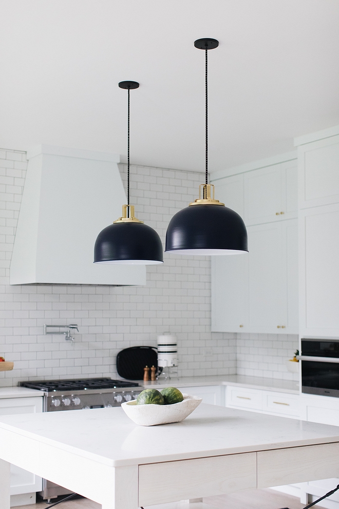 Dome Pendant Black Dome Pendant White kitchen with Black Dome Pendant #DomePendant #blackDomePendant