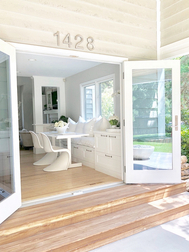 Home Reno Small Ideas that make a big difference Near the built in window was an old slider that we removed and replaced with two glass atrium doors that open outward, to give us more room in the kitchen, onto the patio #homereno