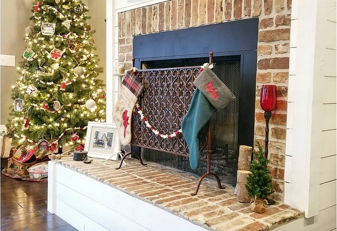 Brick Fireplace Real Brick Fireplace surround with shiplap Brick Fireplace Real Brick Fireplace Brick Fireplace Real Brick Fireplace #BrickFireplace #RealBrick #Fireplace