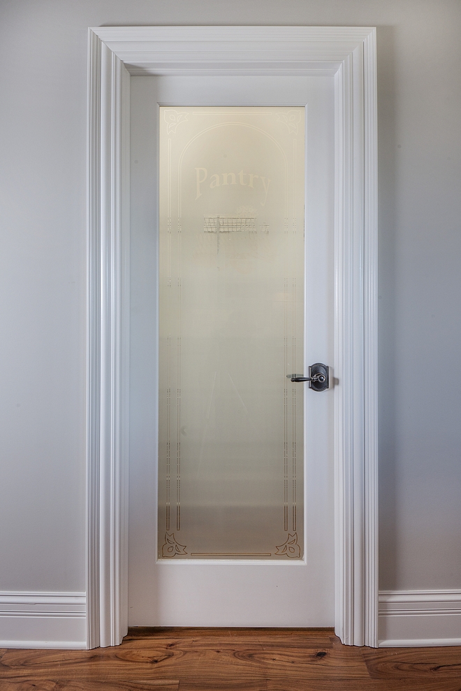 Pantry Frosted Glass Door This home also features a walk-in pantry with frosted glass door #pantry #pantryfrostedglassdoor