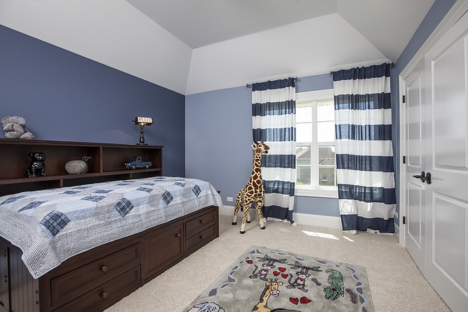 Boy Bedroom Paint color Sherwin Williams Aleutian with Sherwin Williams Distance on accent wall