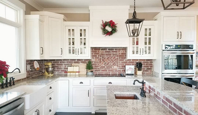 Kitchen Christmas Ideas The kitchen is the only space in our home that can truly be slated as “simple” and practical when it comes to decorating for Christmas. I still add a few elements & pops of red to compliment the brick backsplash, but that’s just about it Kitchen Christmas #KitchenChristmas #KitchenChristmasdecor