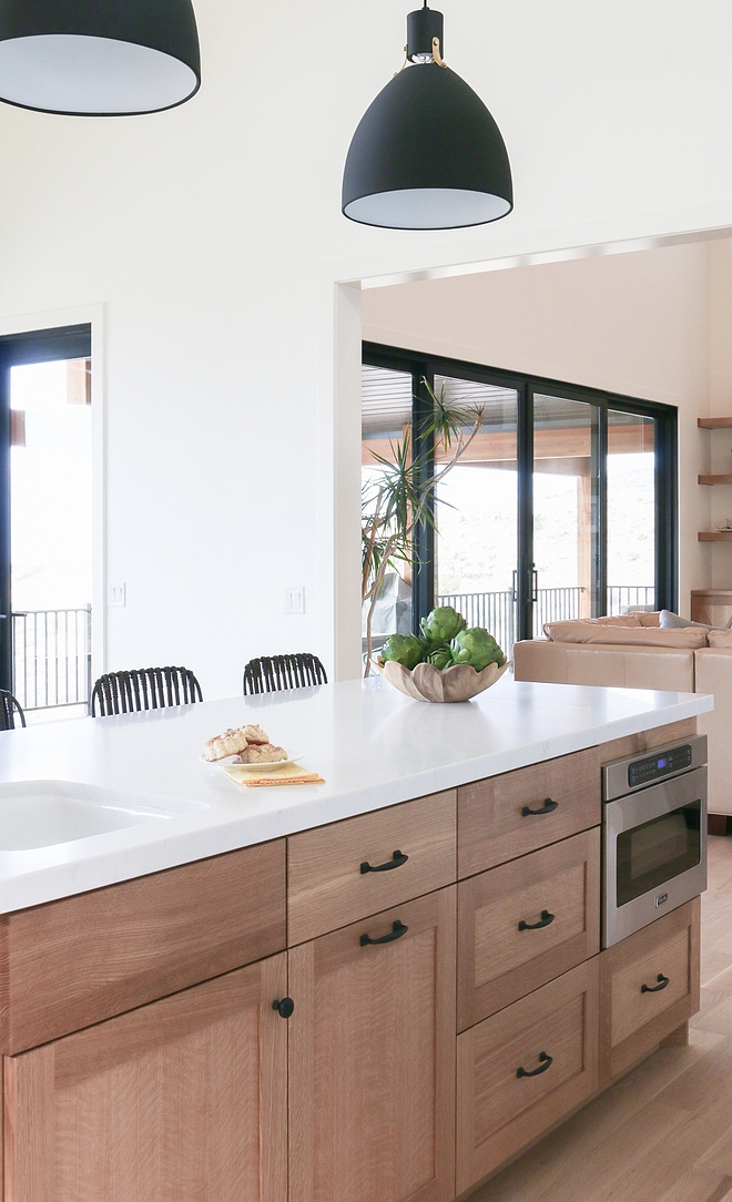 White oak Kitchen White oak Kitchhen cabinet Island, refrigerator panel, hood band, and tall pantry are White oak with a clear protective finish #Whiteoakkitchencabinet #Whiteoakcabinet