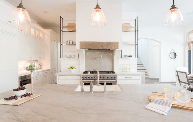 Rustic kitchen hood mantel