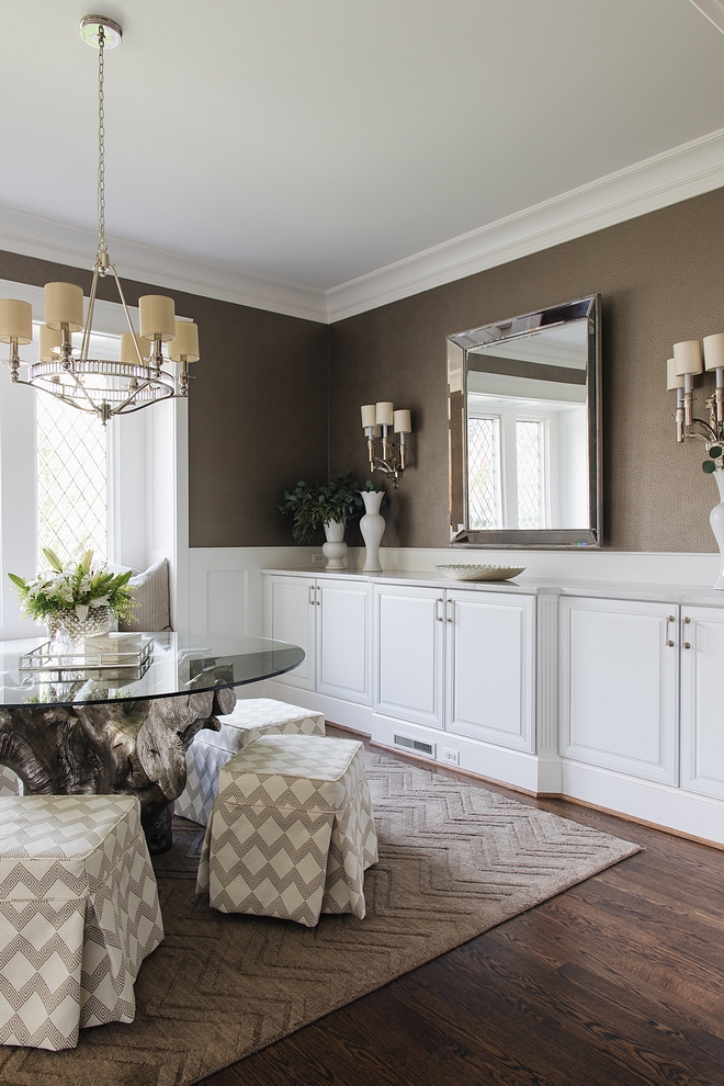 Custom Buffet with Marble top is the most used area when we entertain I use stock cabinetry rather than full custom but I was able to give it a custom feel by adding fluted moldings and pulling out the center Dining room with custom buffet with marble top #diningroom #buffet