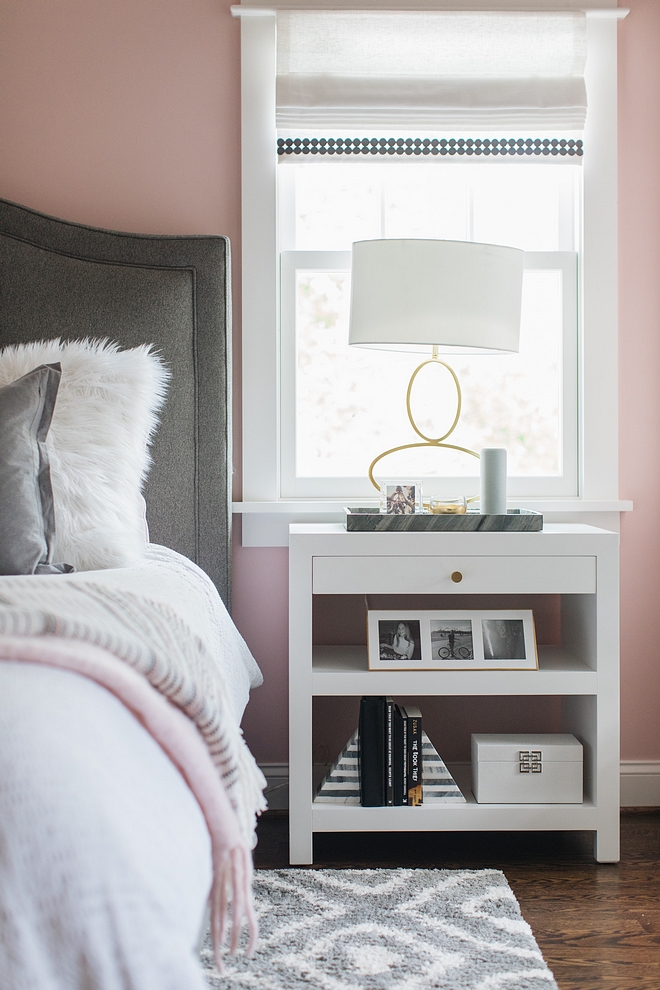 Nightstand Notice I used trays on each nightstand - I love that rather than a coaster. My whole family takes a cup a water to bed so having a large try surface is so much easier. I’ve also used cutting boards, especially marble ones; those work great on a nightstand #nightstand