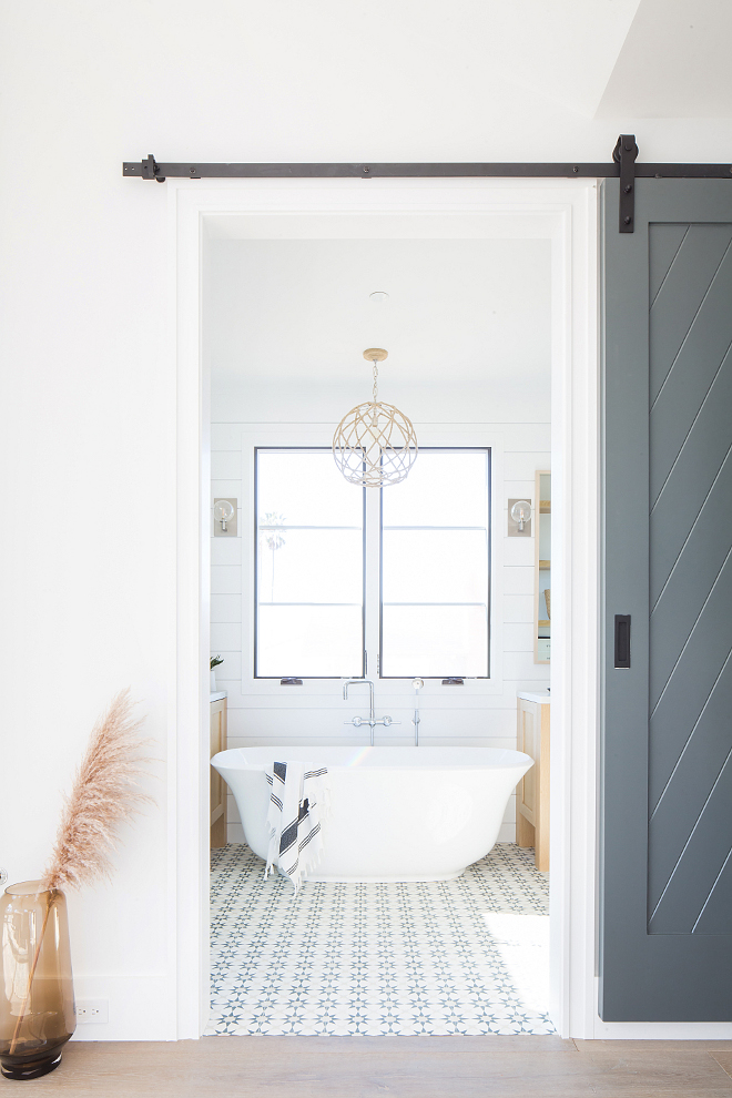 Accent Color on Cabinetry and Barn Door in dark gray Farrow and Ball Down Pipe Barn door is painted in Farrow and Ball Down Pipe - this picture shows the real color of this paint #barndoor #paintcolor