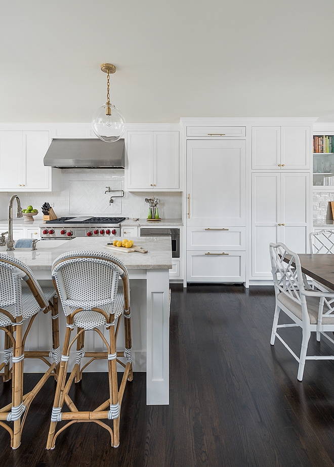 White kitchen with dark hardwood flooring Hardwood Flooring is solid Oak hardwood in dark custom stain White kitchen with dark hardwood flooring Hardwood Flooring Ideas White kitchen with dark hardwood flooring Hardwood Flooring Design #Whitekitchen #darkhardwoodflooring #HardwoodFlooring #solidhardwoodfloor