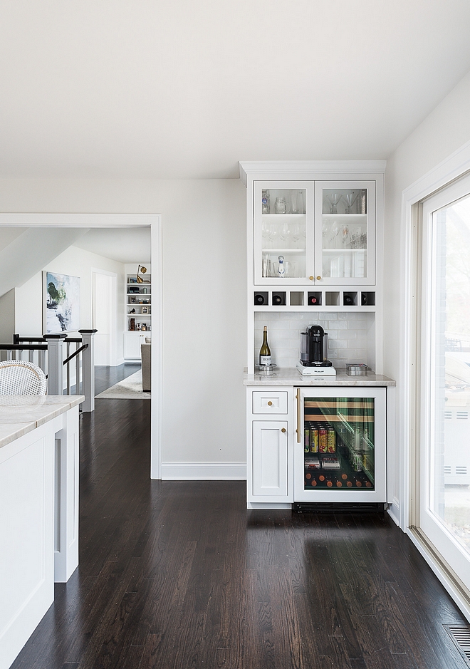 Kitchen bar with built-in beverage fridge Small bar with built-in beverage center in kitchen bar with built-in beverage fridge ideas #bar #kitchenbar #beveragecenter