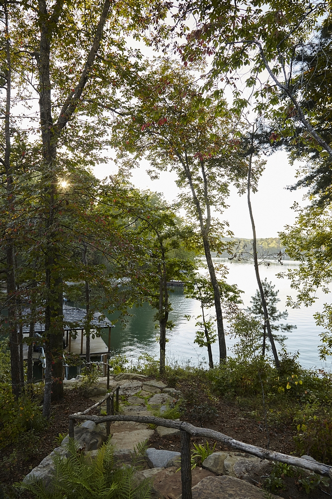 Lake Look at this view and take a deep breath and let it go. Imagine breathing the fresh air, smelling the earth and hearing the water gently hit the shore #lake #nature #meditation #peace #woods #trees