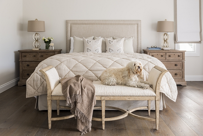 Neutral Bedroom Neutral Bedroom Ideas In the master bedroom, the medium-stained White Oak hardwood flooring complements the neutral and restful color scheme #neutrals #neutral #bedroom #neutralbedroom #bedrooms