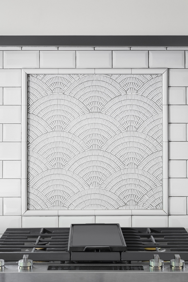 Kitchen accent Tile Above range accent tile Accent tile above range is Fan Club Ice White from Artistic Tile #rangetile #accenttile #kitchen #kitchenaccenttile #kitchentile #Accenttileaboverange #FanClubIceWhite