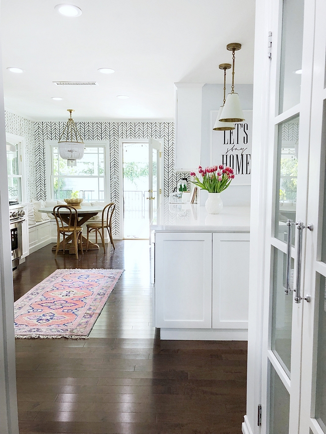 Kitchen Runner This pink kitchen runner is one of the cheeriest pieces of home décor I own I paired it with the wallpaper to make our kitchen more playful #kitchenrunner #kitchen #runner