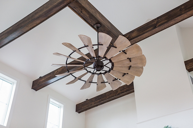 Windmill fan Ceiling features box beams and a windmill-style fan Windmill fan #Windmillfan