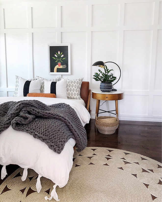 Grid Board and Batten Bedroom Grid board and batten in bedroom Adding board and batten was a game changer in this bedroom It instantly made this bedroom feel loftier than its standard 8 ft. ceiling height #GridBoardandBatten #BedroomGridboardandbatten #bedroom