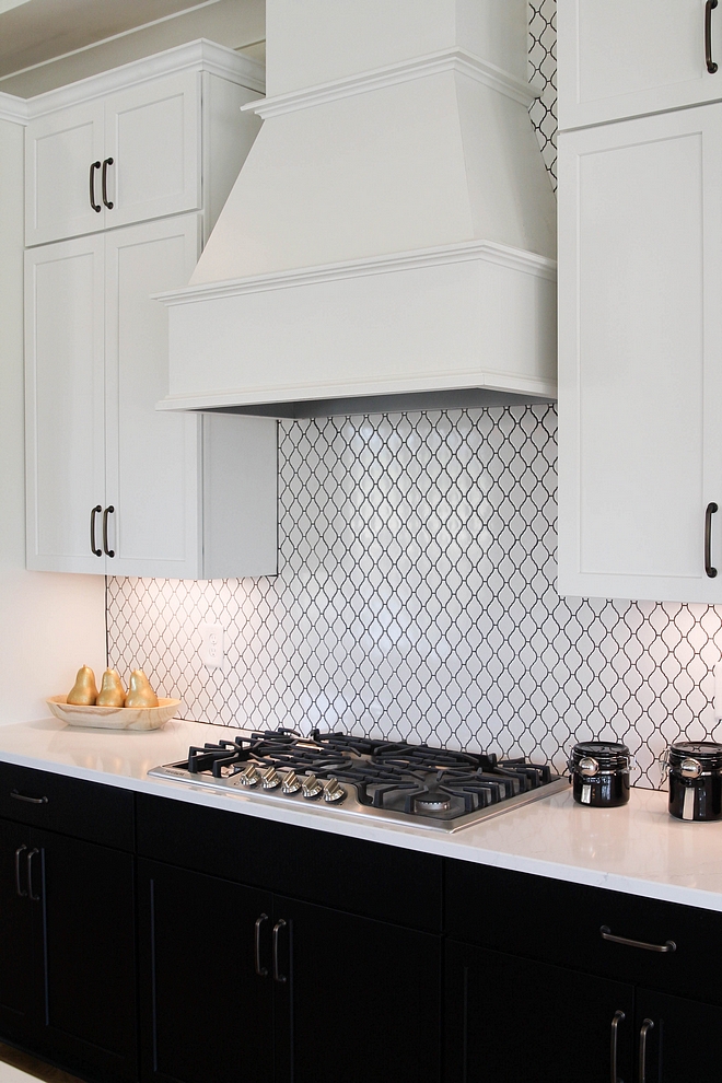 Backsplash tile is White Lantern tile with charcoal grout #kitchen #backsplash #tile #Backsplashtil #Lanterntile #grout