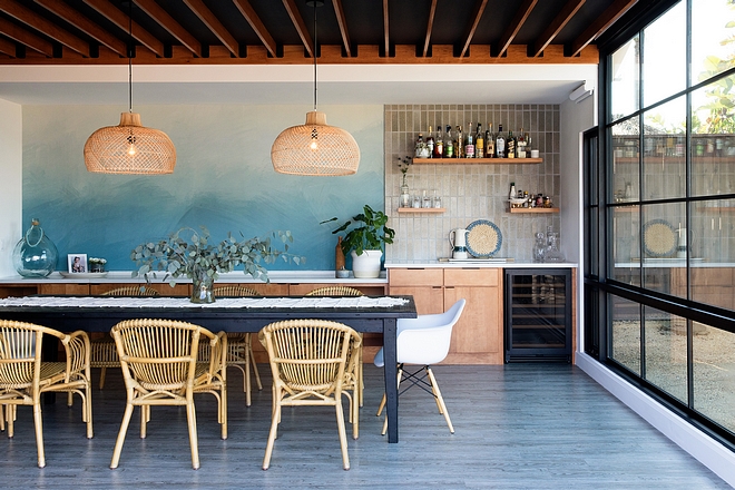 Dining Room with built-in cabinet and bar A must have item for this space was the bar We also added a ton of storage with our built in cabinetry #diningroom #bar #builtin