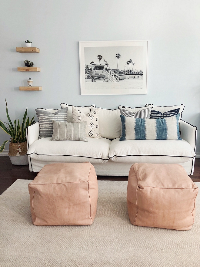 Sofa Ideas Some might think a white sofa and children do not go together. And they would be right! However, I love the crisp look of a white sofa so I chose a slipcover that can be removed and washed #sofas #sofa