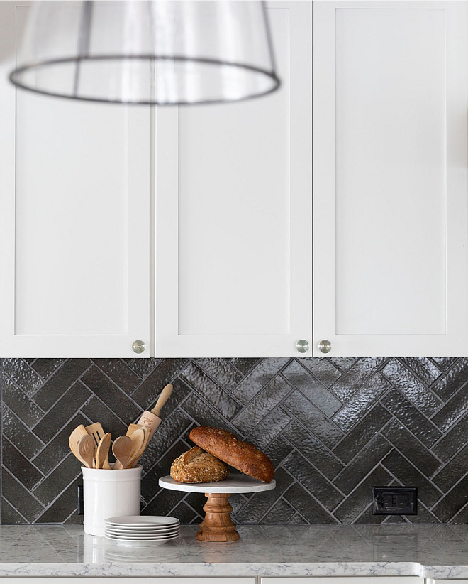 Herringbone terracotta backsplash tile White kitchen witth Charcoal Gray Herringbone terracotta backsplash tile Herringbone terracotta backsplash tile #Herringboneterracottatile #backsplash #tile